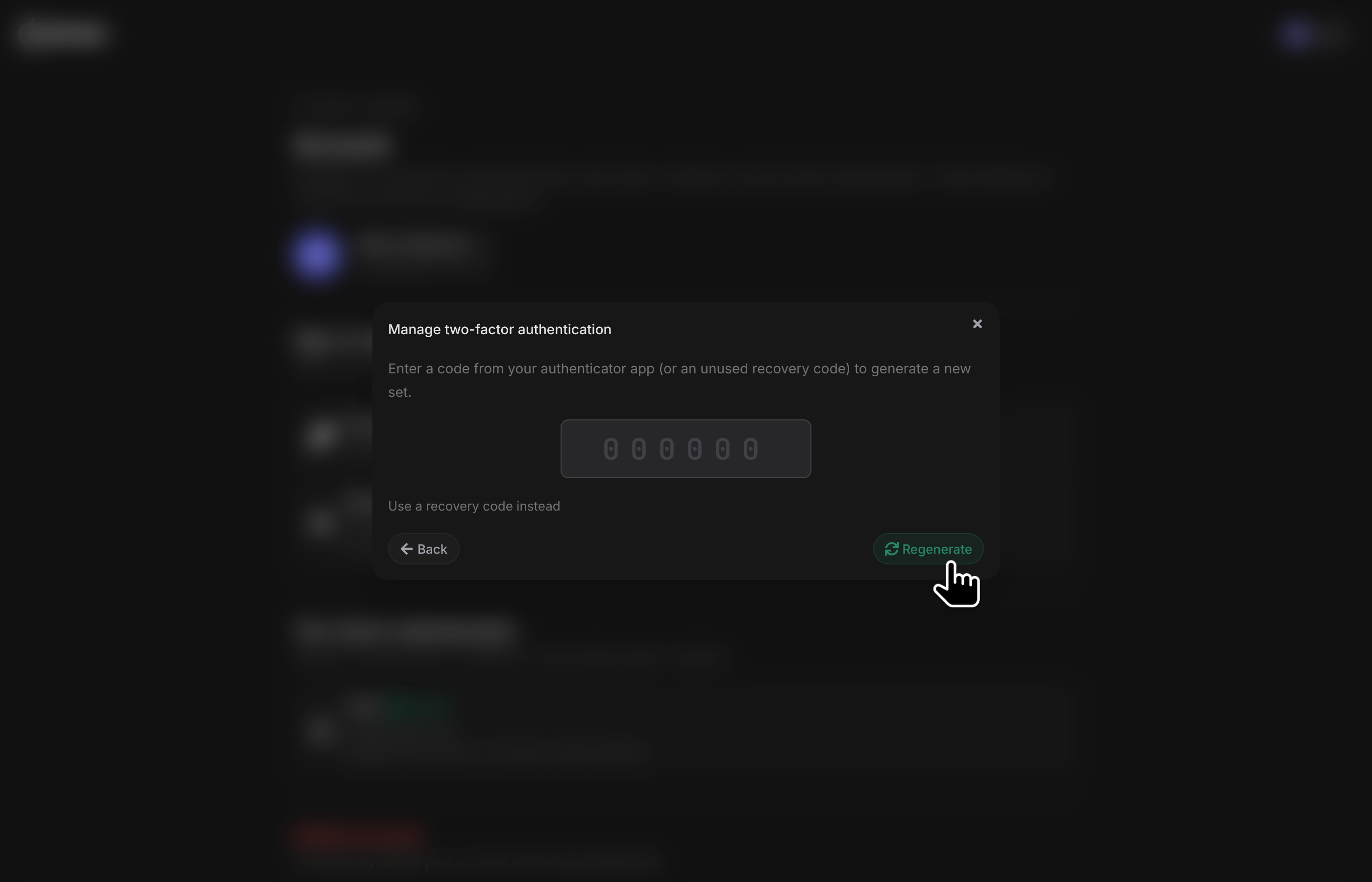 Regenerate recovery codes