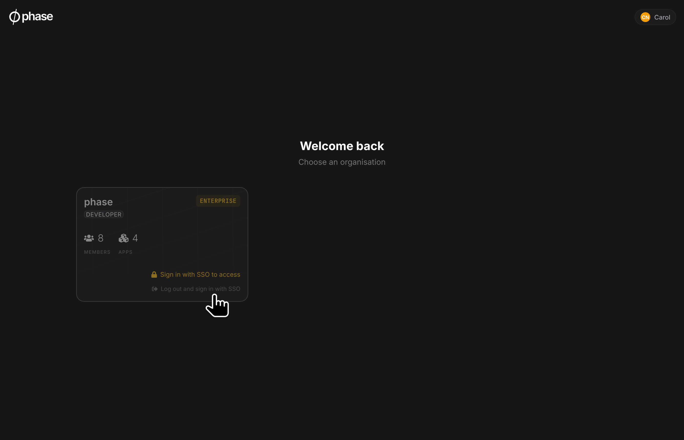 Lobby — organisation locked behind SSO