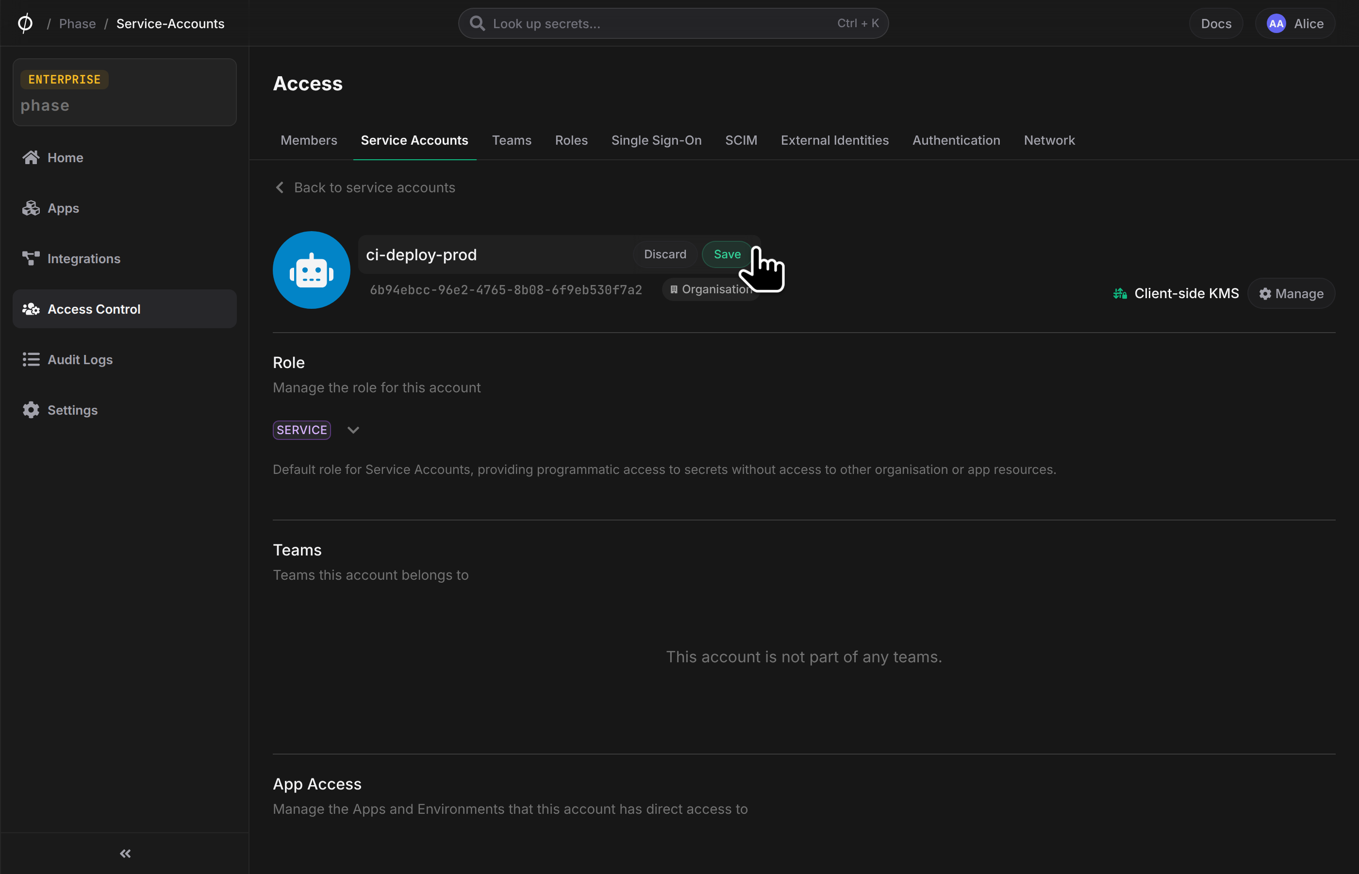 Update service account name