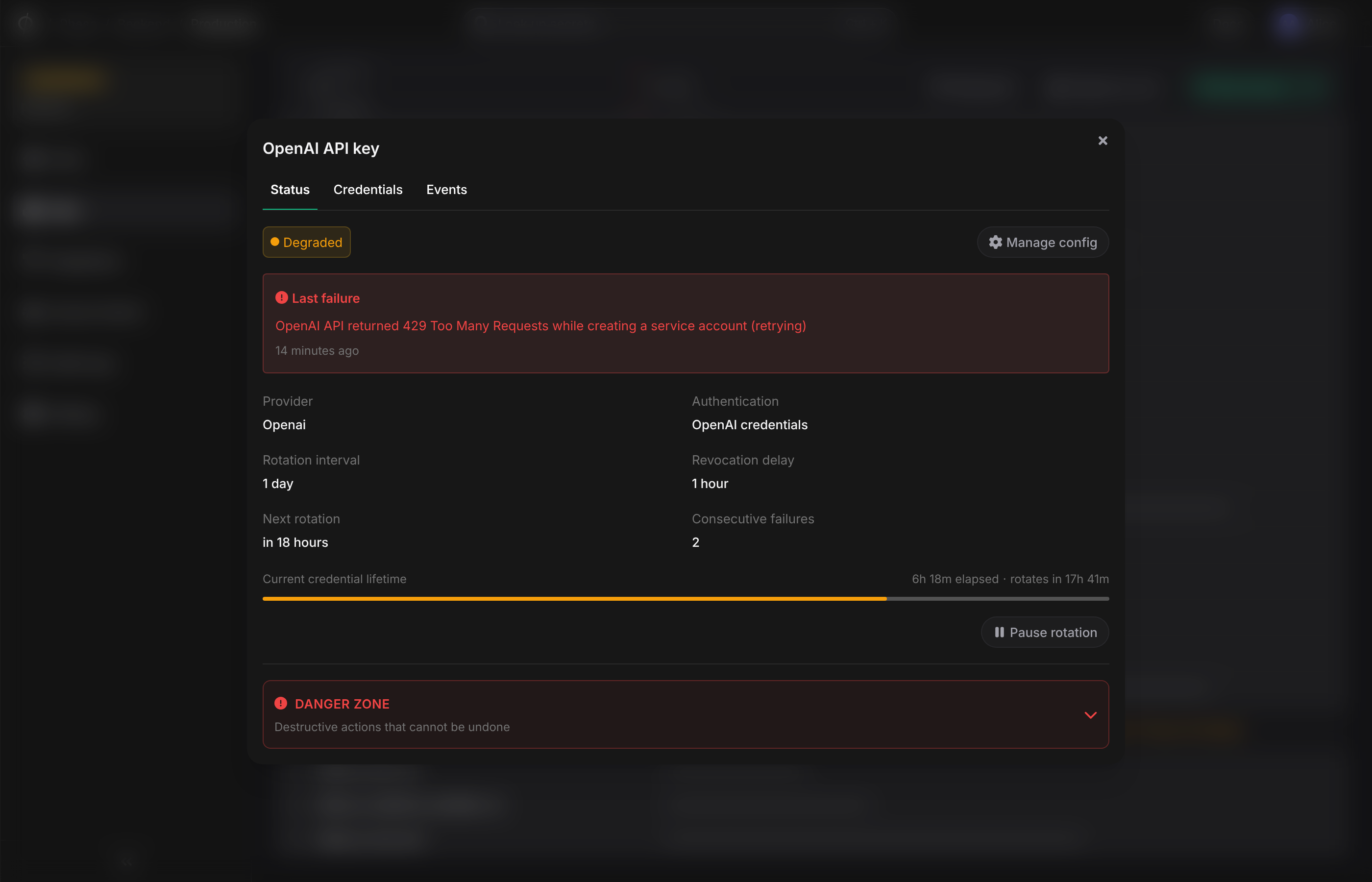 Degraded status with the last failure