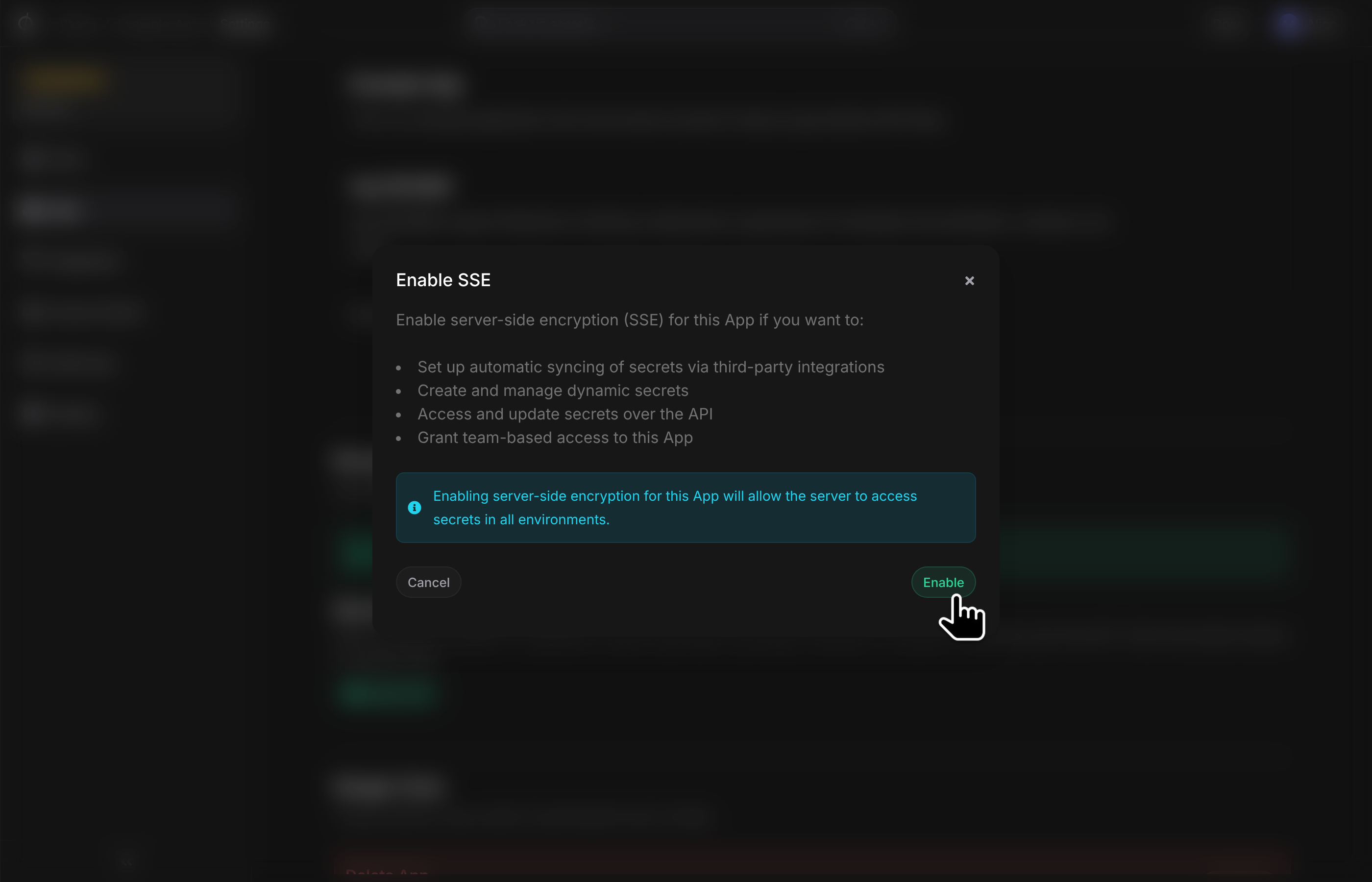 enable sse dialog