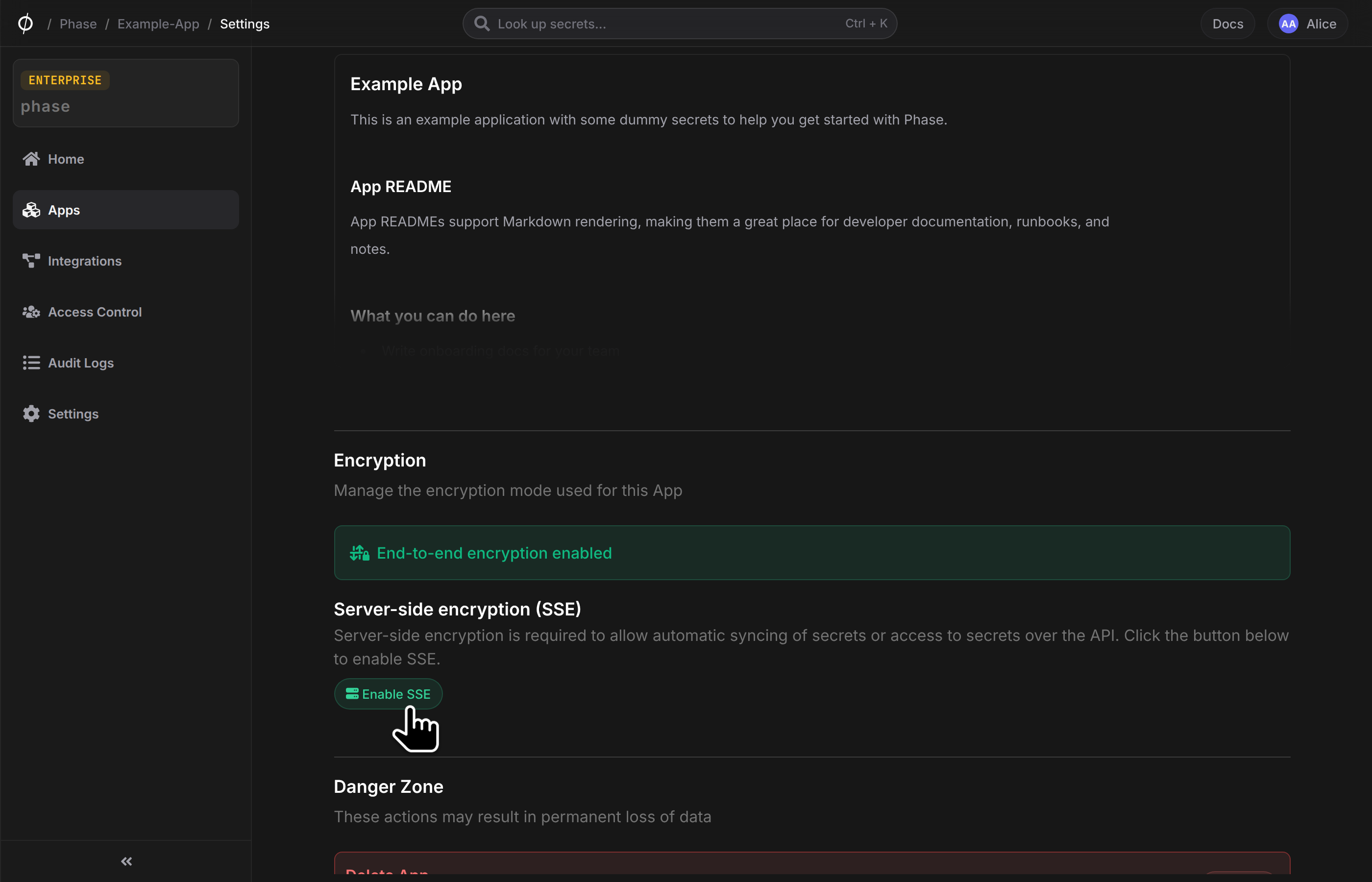 enable sse button