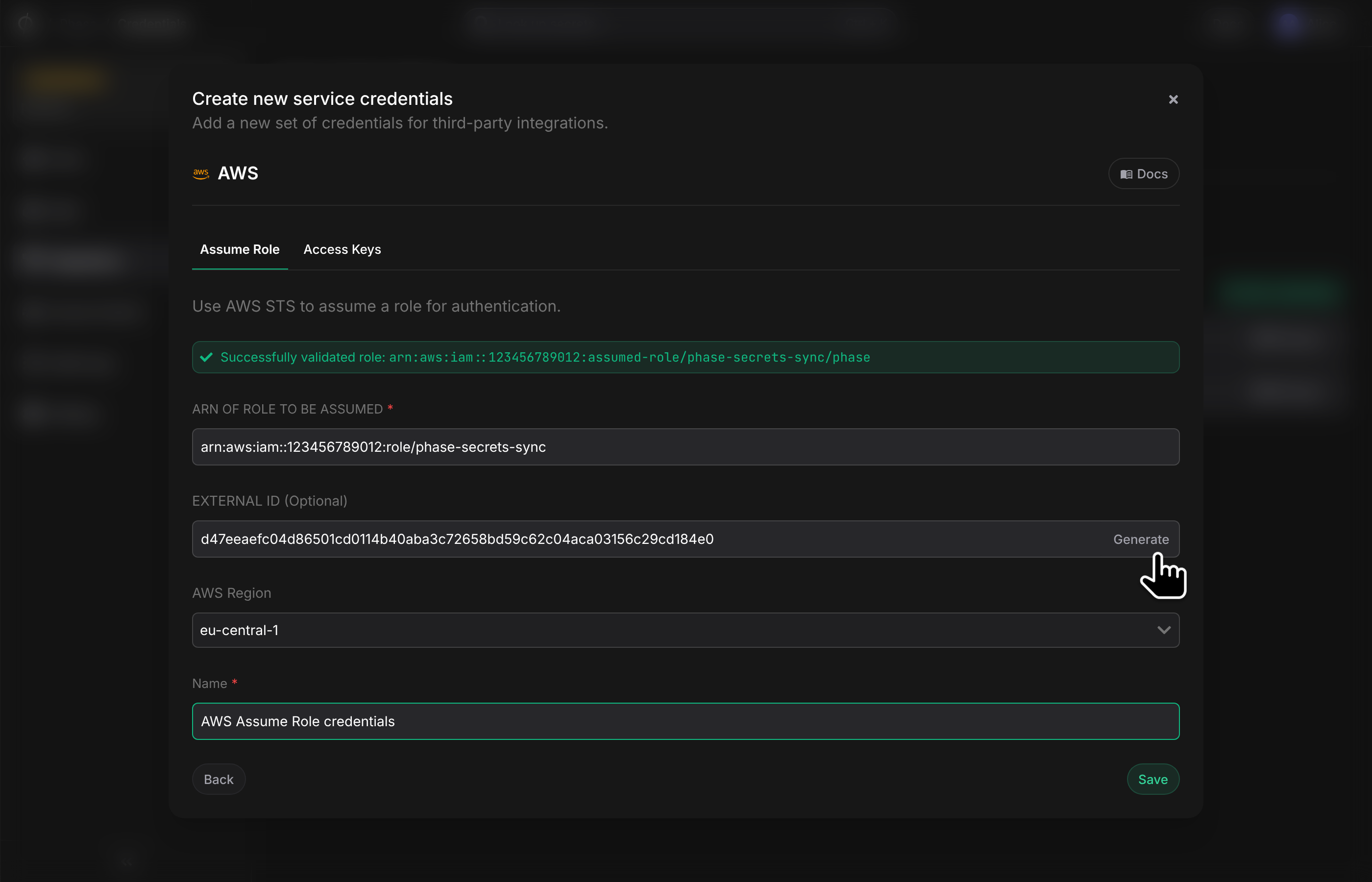 Generate External ID in Phase Console UI