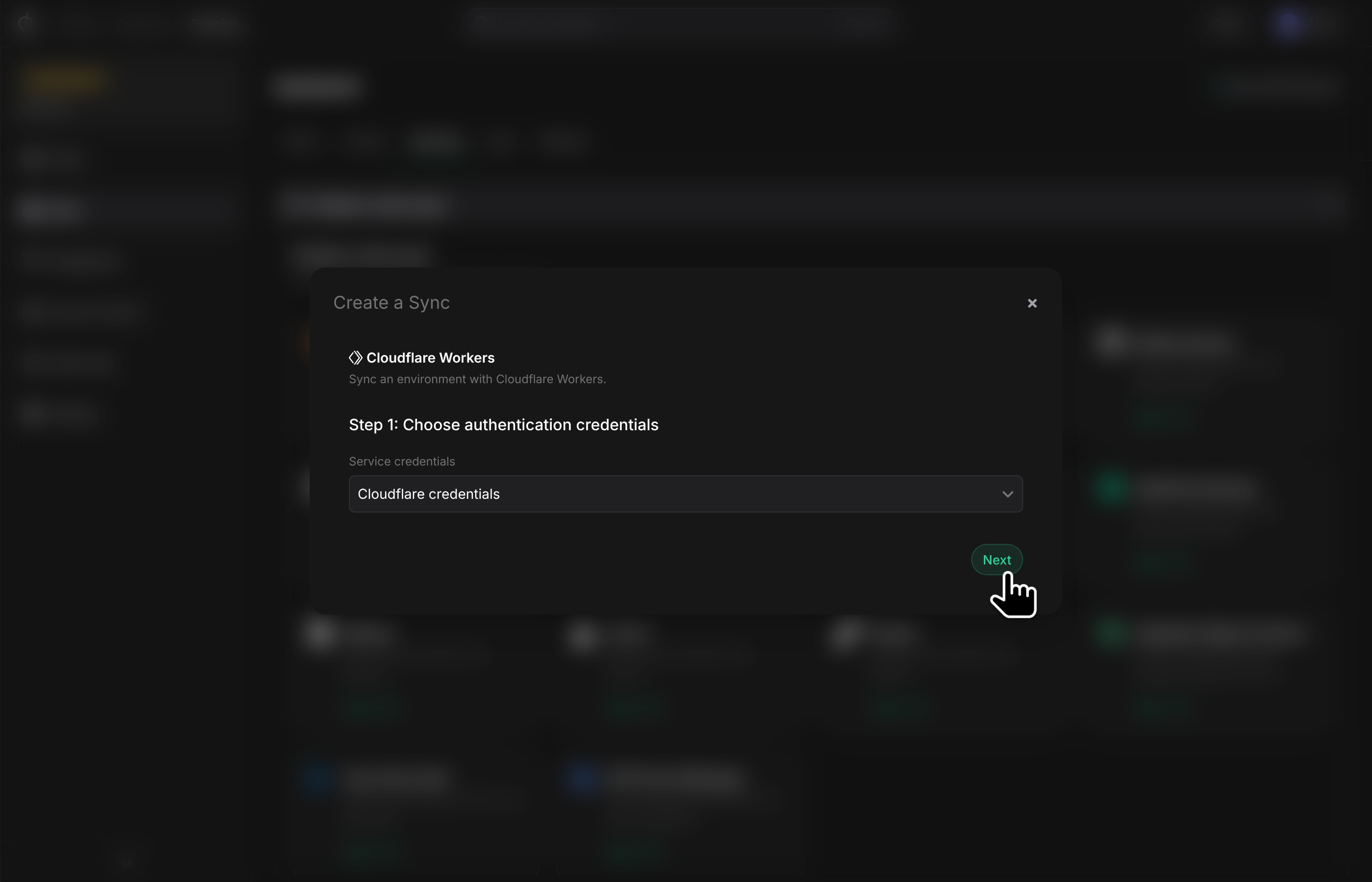 Choose sync authentication credentials