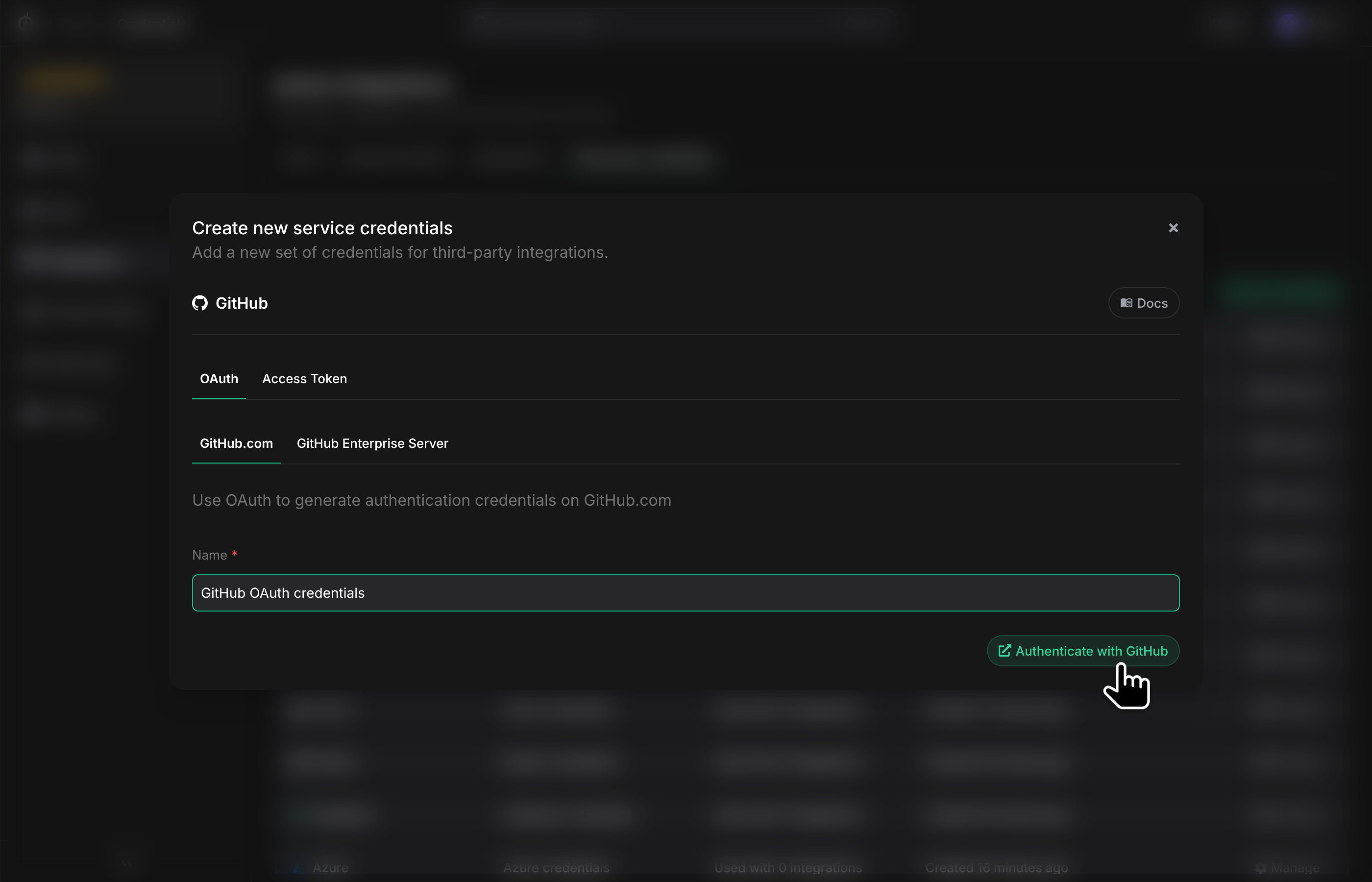 Add GitHub.com credentials