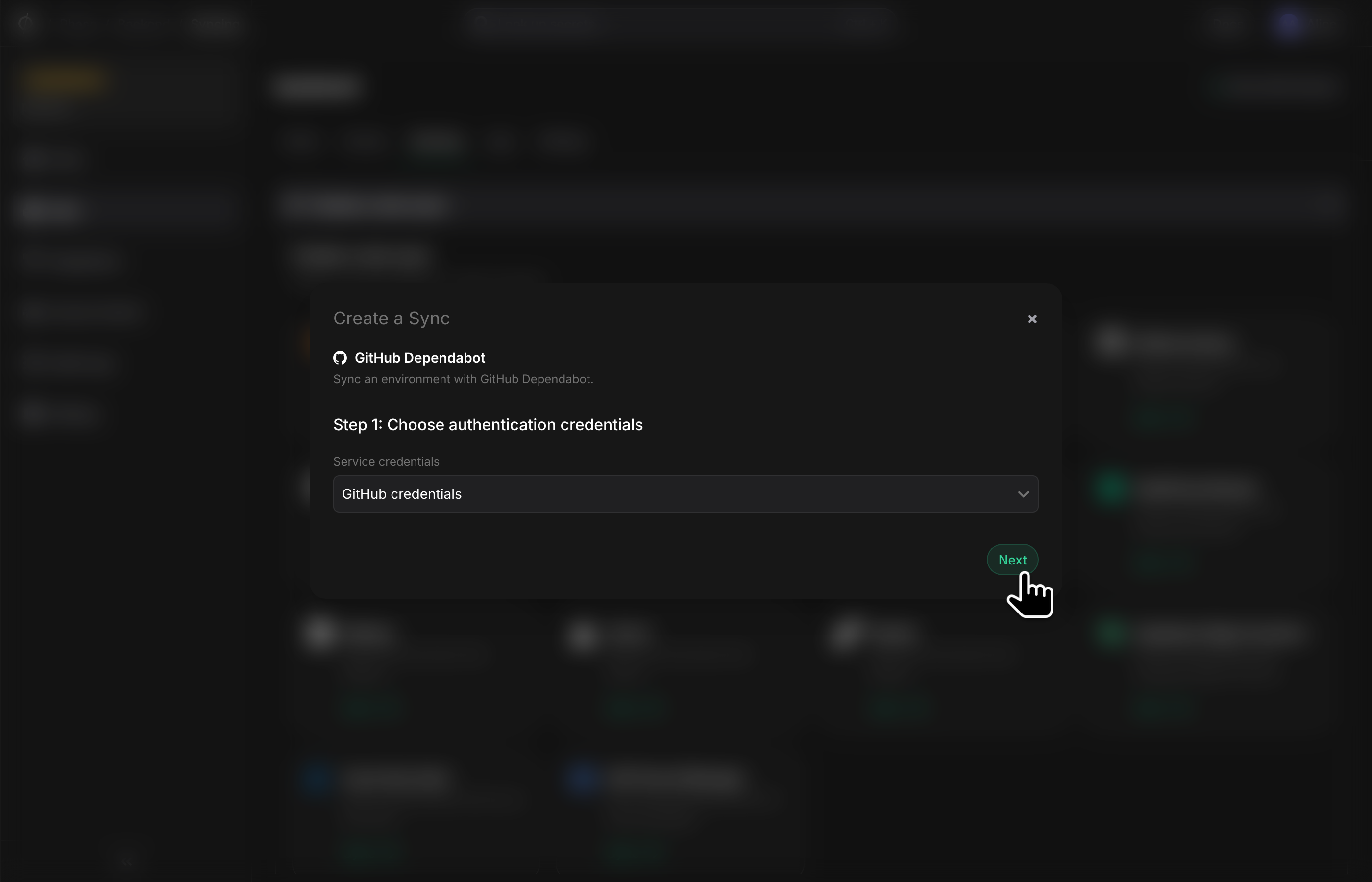 Choose sync authentication credentials