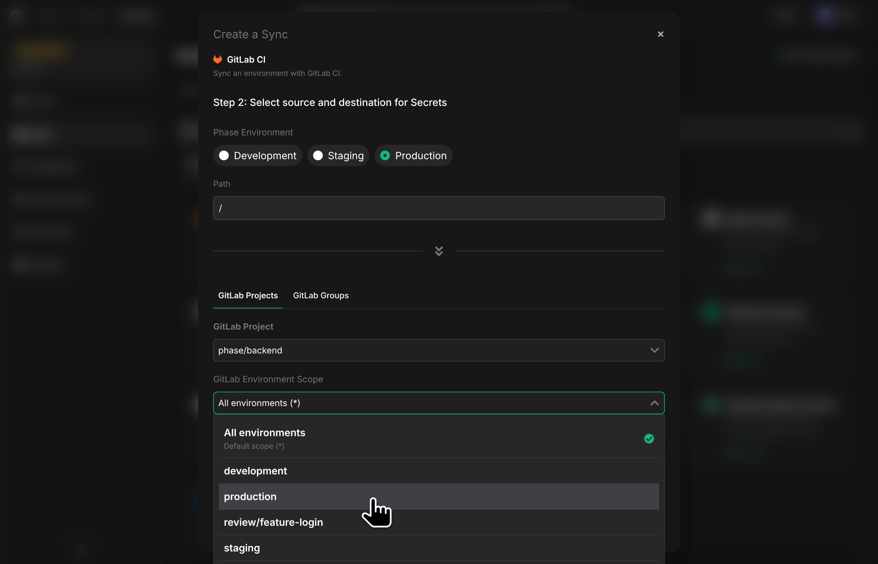 Choose a GitLab environment scope