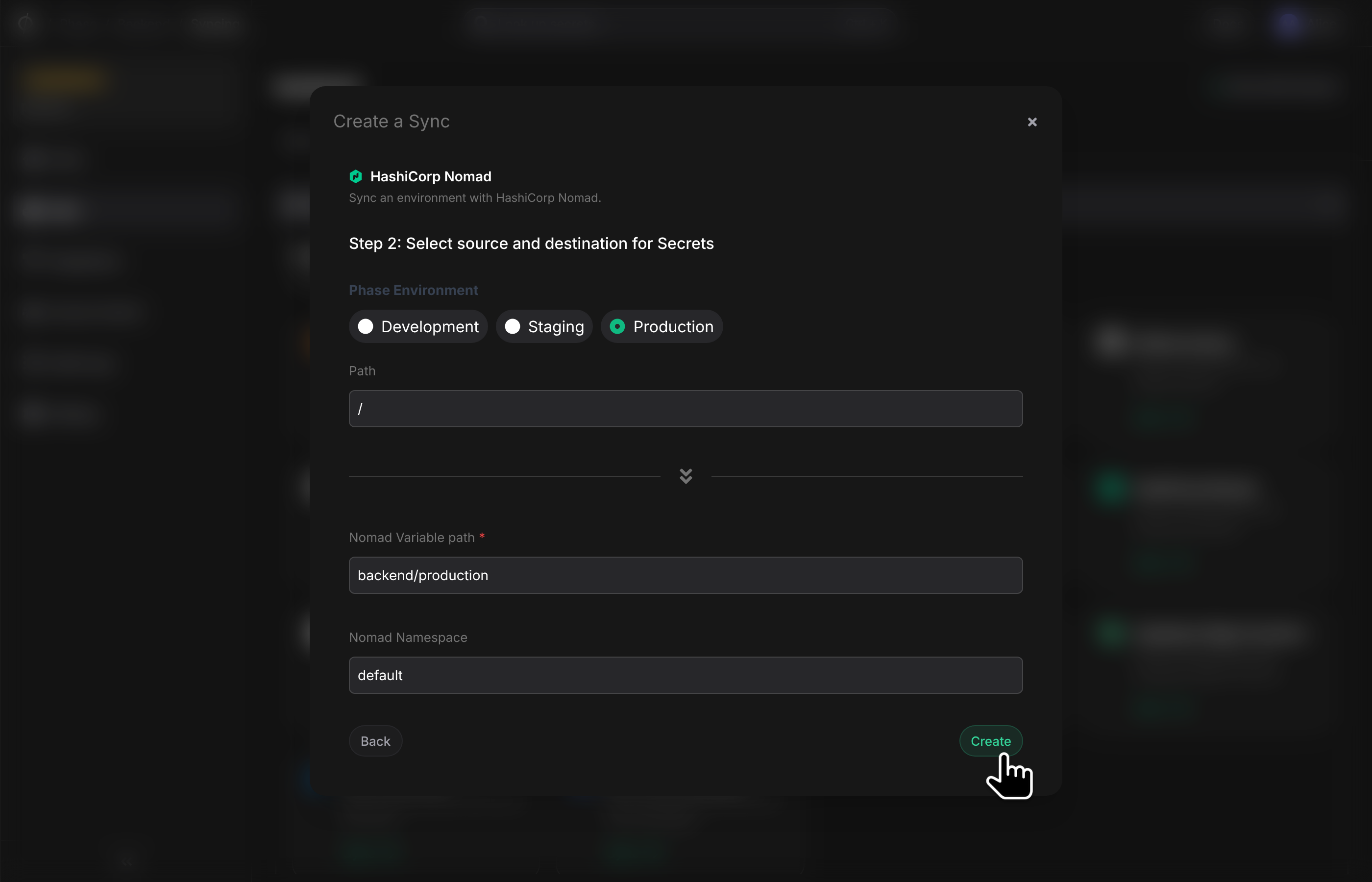Nomad setup sync