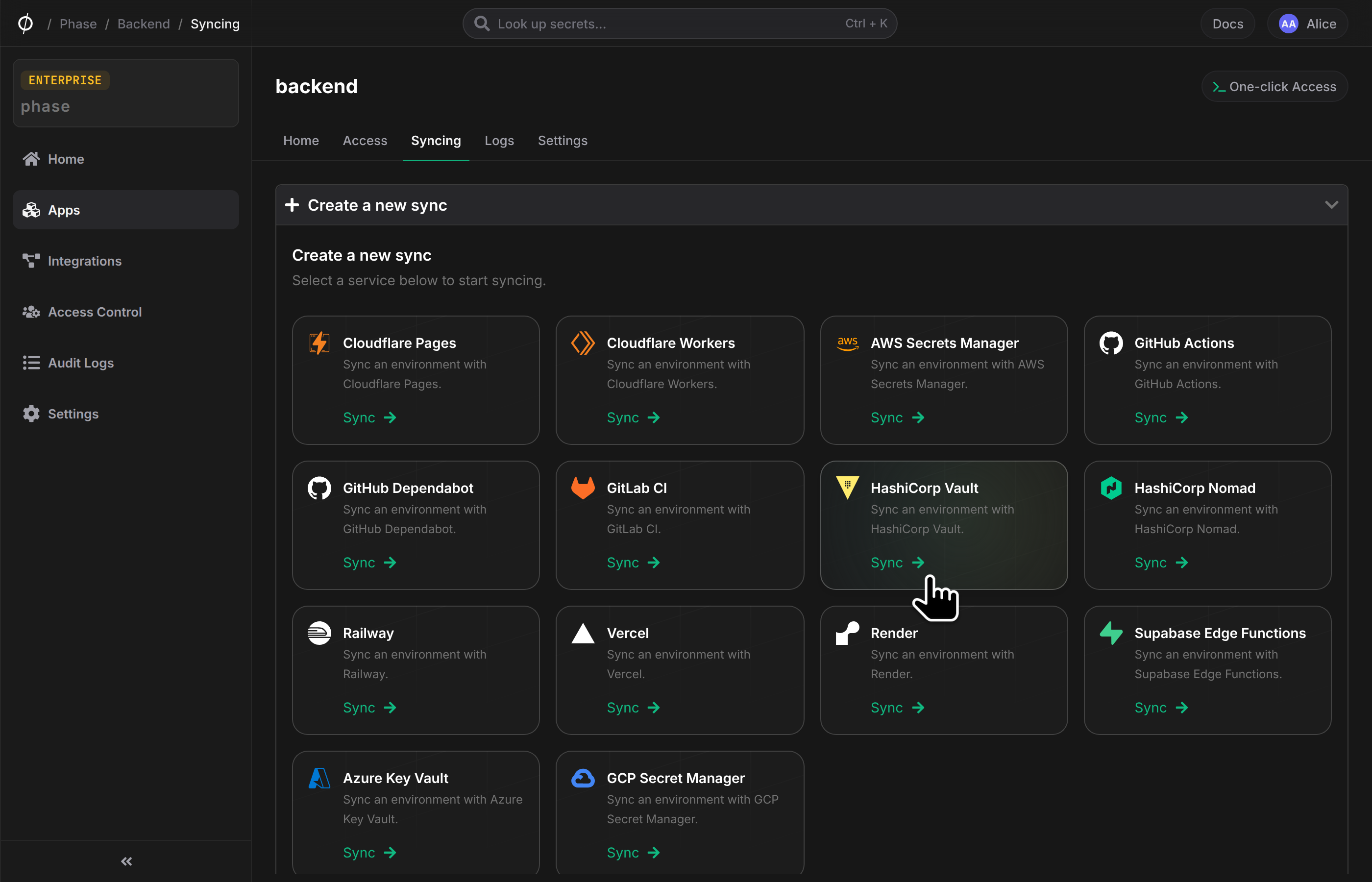 Create Vault Sync