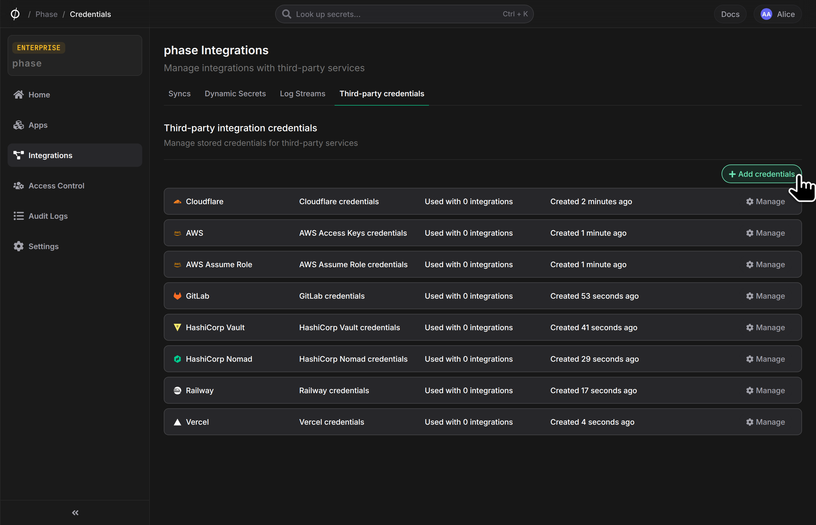 Go to integrations